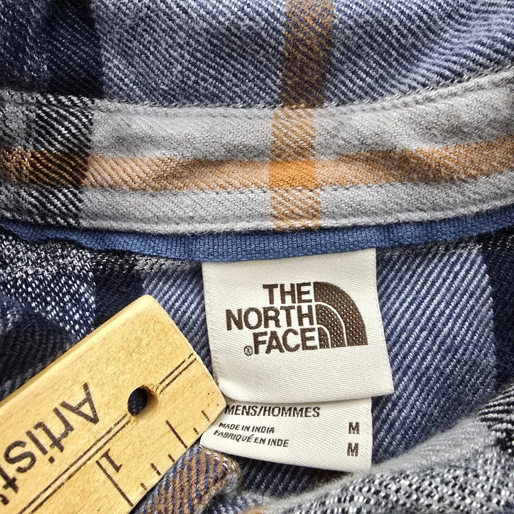 The North Face Arroyo Flannel Shirt‎ Mens Medium Blue Gray Plaid Button Up